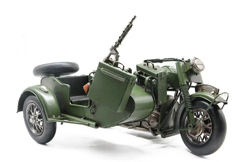 El Yapımı Metal Sepetli Askeri Motosiklet