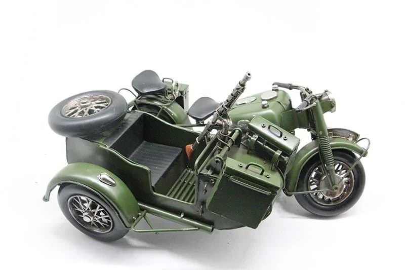 El Yapımı Metal Sepetli Askeri Motosiklet