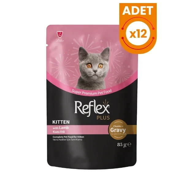 Reflex Plus Sos İçinde Kuzu Etli Pouch Yavru Konserve Kedi Maması