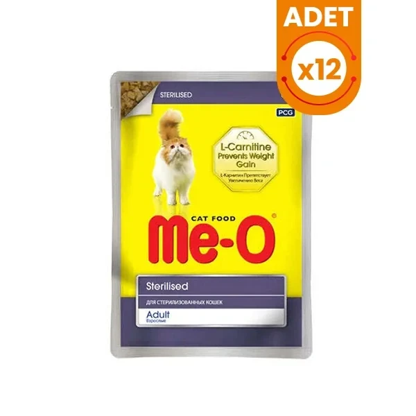 Meo Adult Sterilised Parça Etli Soslu Tavuklu Kısırlaştırılmış Konserve Kedi Maması