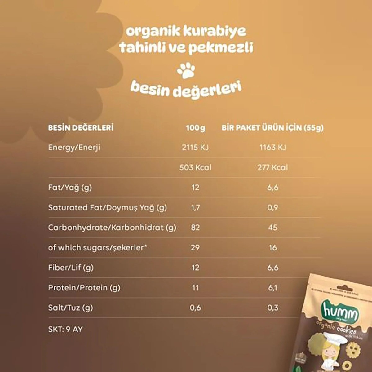 humm organic Tahinli Pekmezli Vegan Kurabiye 55 g