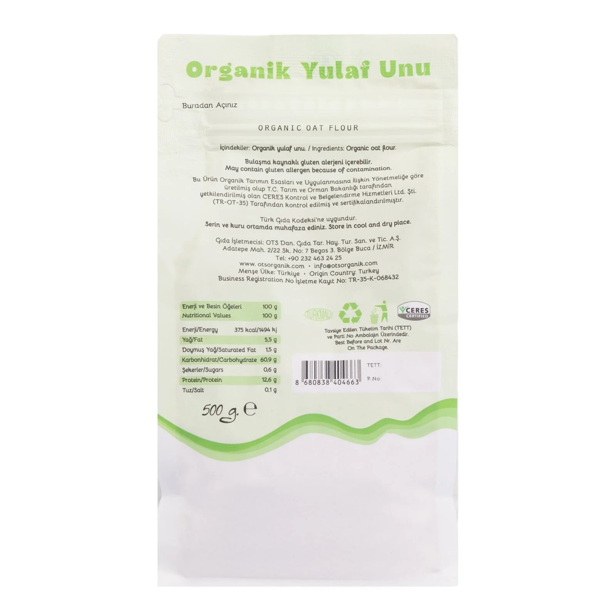 OTS Organik Yulaf Unu 500 gr