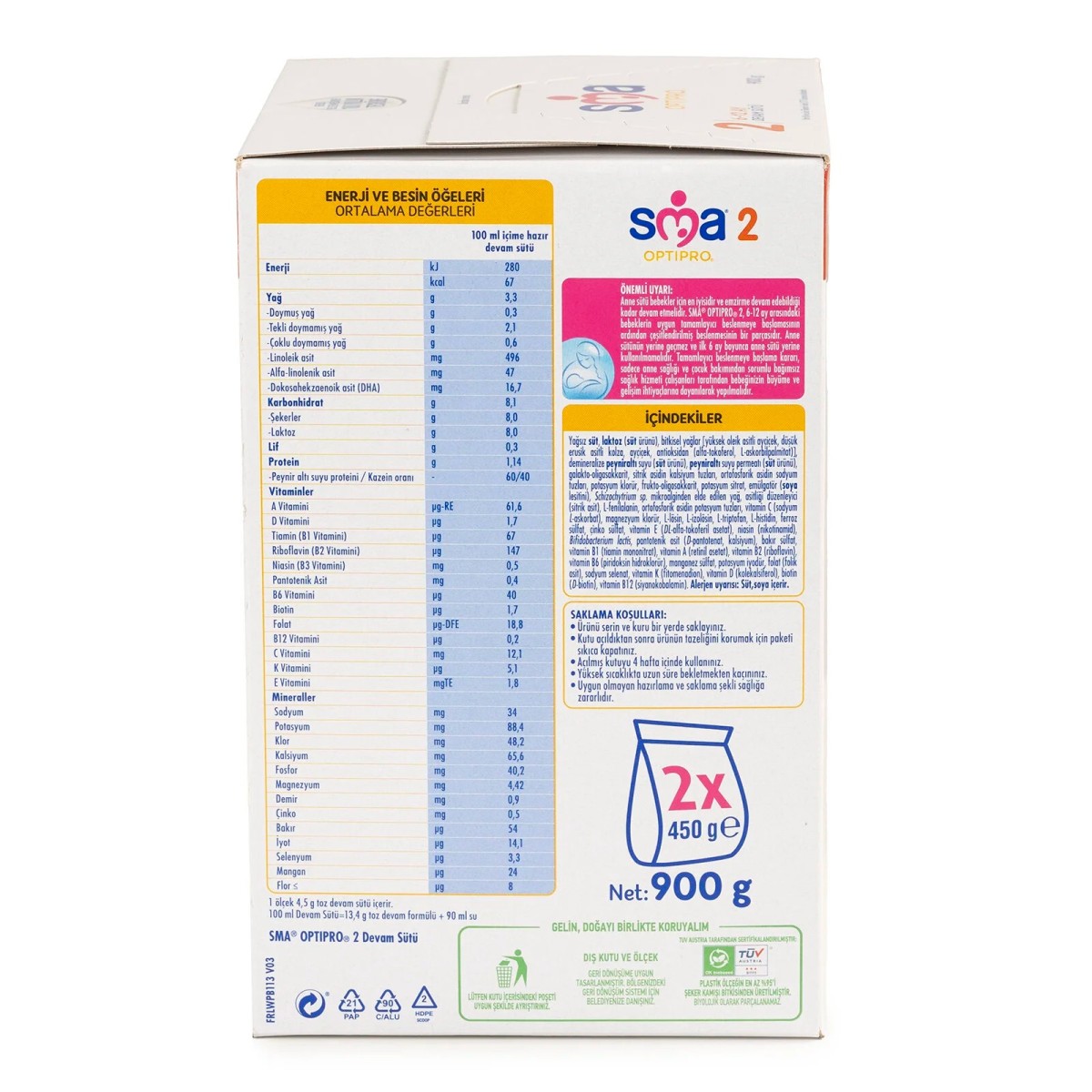 SMA OPTİPRO PROBİYOTİK 2 DEVAM SÜTÜ 900 GR 6-12 AY