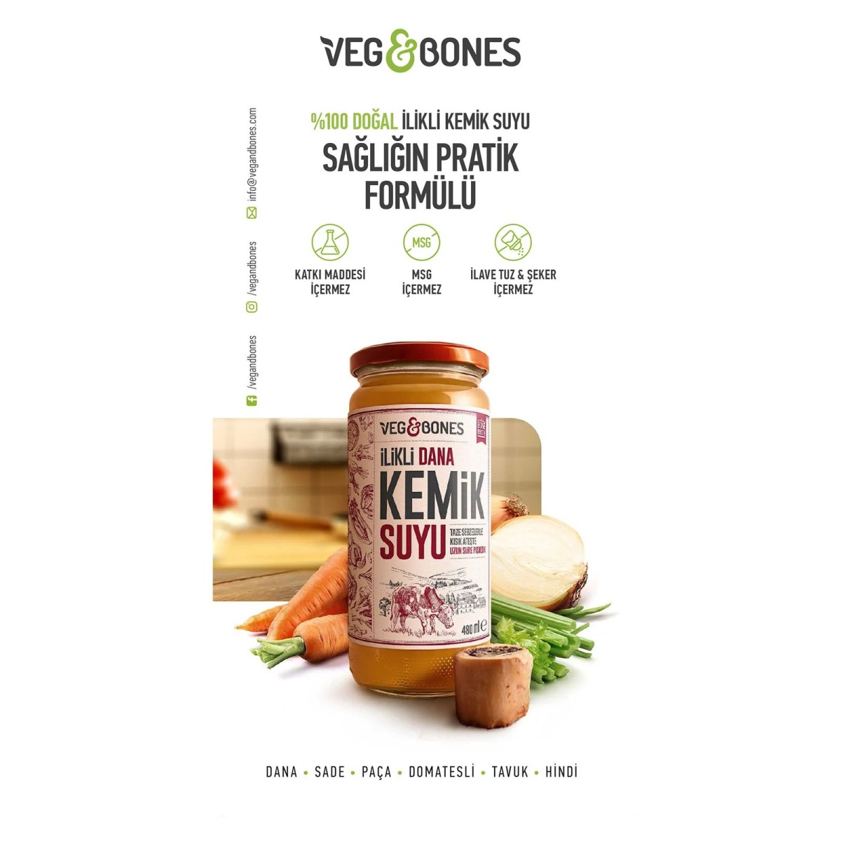 Veg&Bones Dana İlikli Kemik Suyu 480 ml