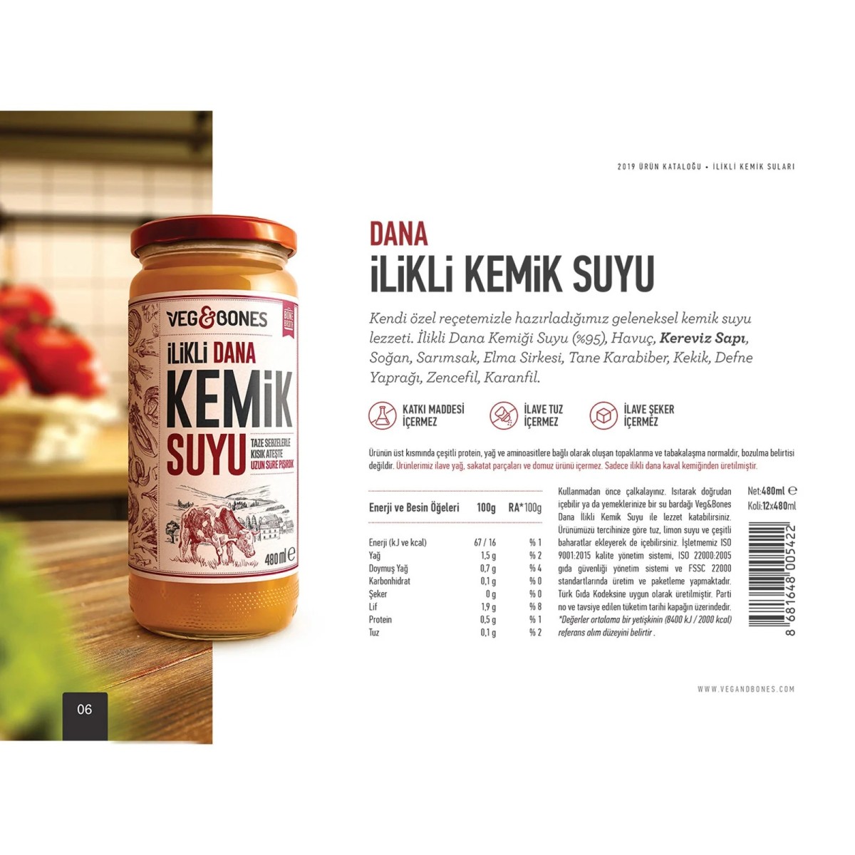 Veg&Bones Dana İlikli Kemik Suyu 480 ml