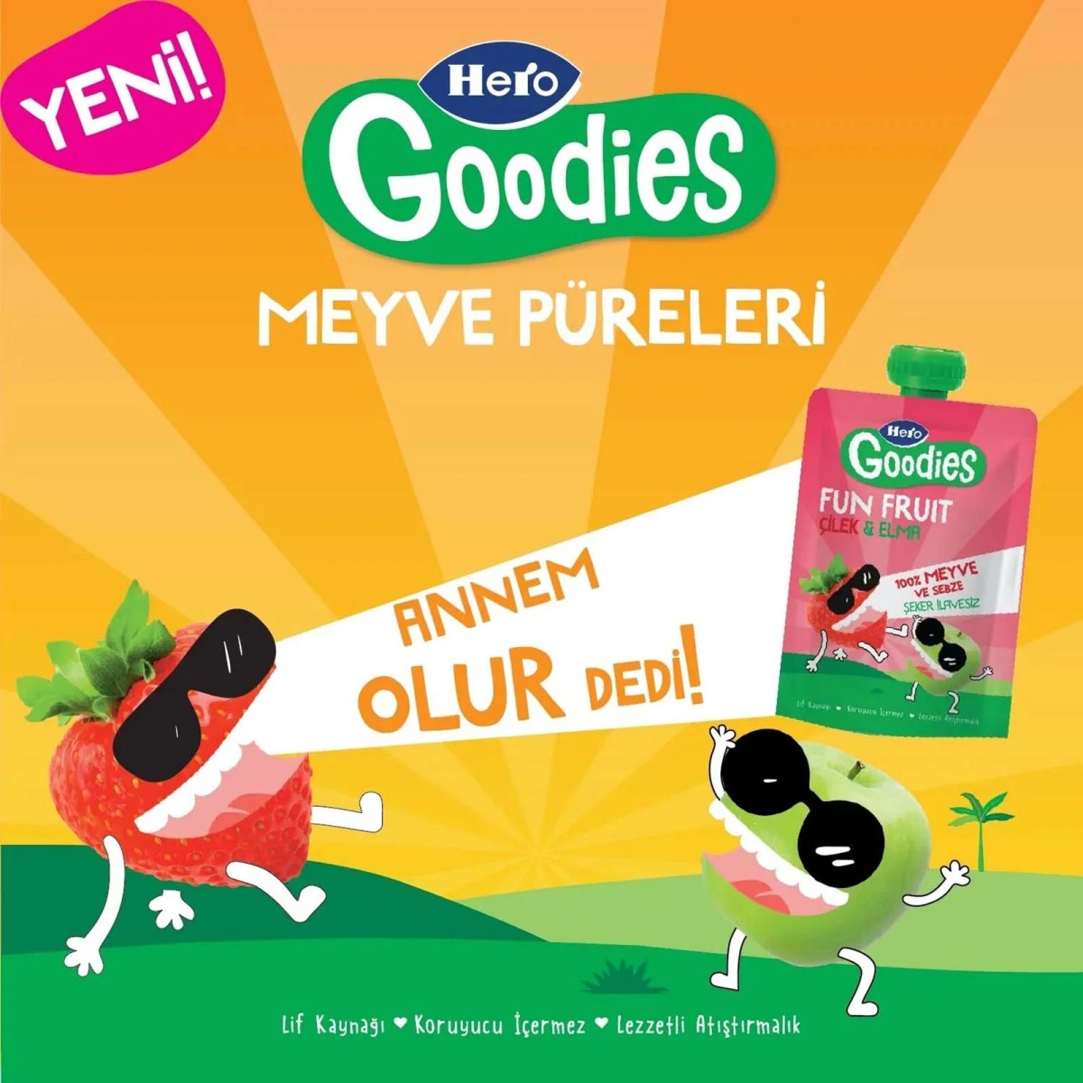 Hero Goodies Çilek Elma Püresi 100 gr