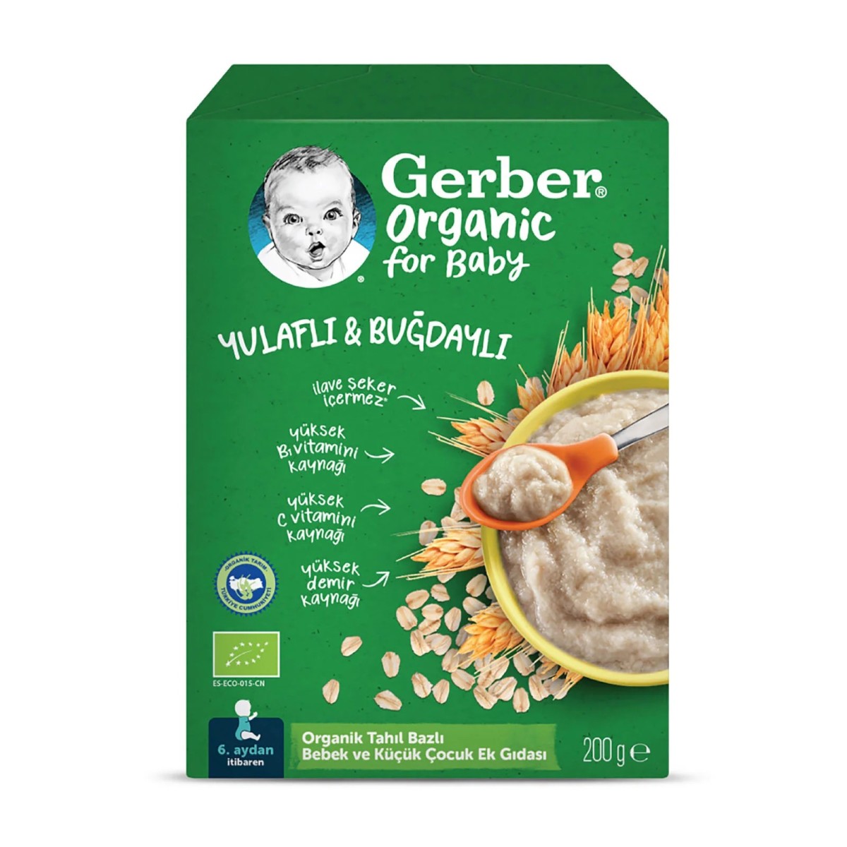 Gerber Organic Yulaflı Buğdaylı 200 gr Kaşık Maması