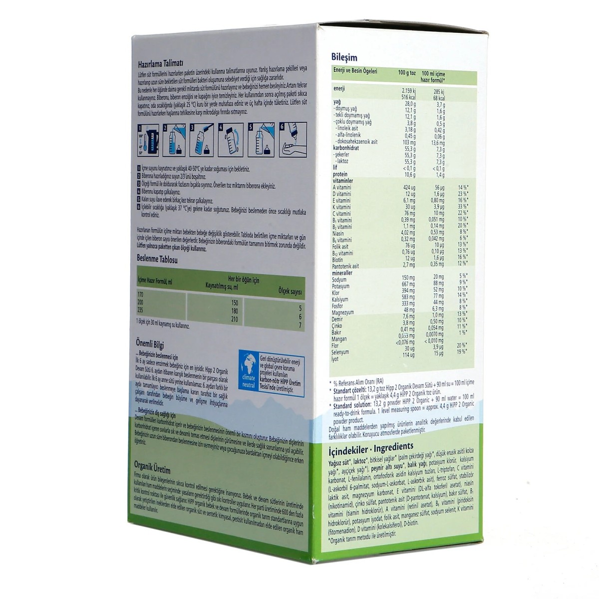 HiPP 2 Organik Devam Sütü 600 gr 6+ Ay