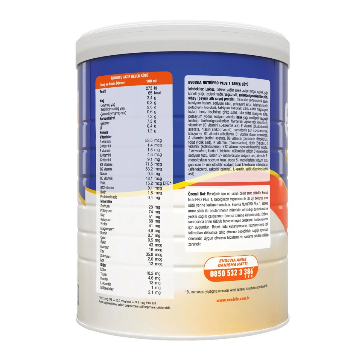 Evolvia Nutripro Plus 1 Bebek Sütü 800 gr 0-6 Ay