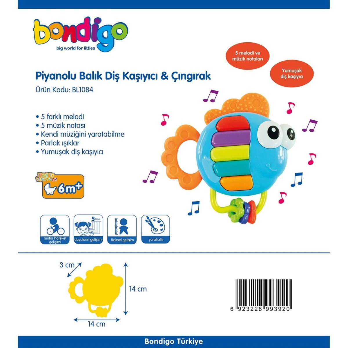 Bebek Dişlik BL1084 Piyanolu Balık Dişlik Çıngırak