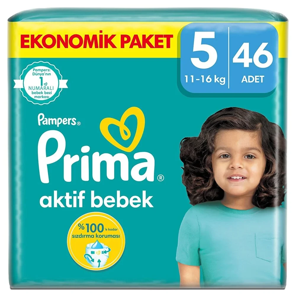 Bebek Bezi Aktif Bebek 5 Beden Junior Ekonomik Paket 11-16 kg 46 Adet