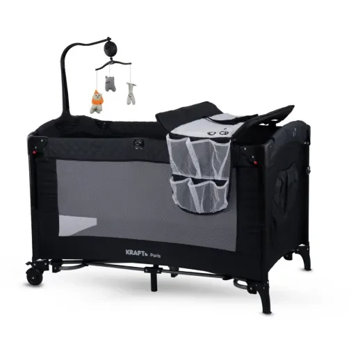Kraft Paris Ara Katlı Dönenceli Anne Yanı Oyun Parkı 70X120 Cm Black
