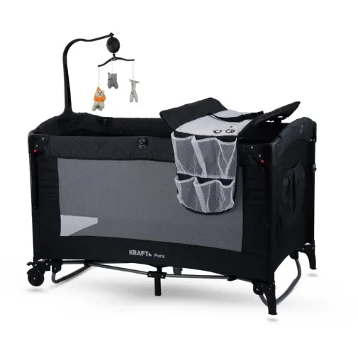 Kraft Paris Ara Katlı Dönenceli Anne Yanı Oyun Parkı 70X120 Cm Black