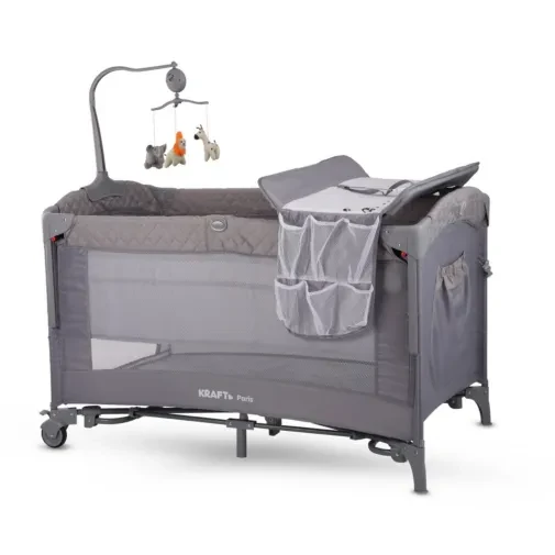 Kraft Paris Arakatlı Dönenceli Anne Yanı Oyun Parkı 70X120 Cm Light Grey