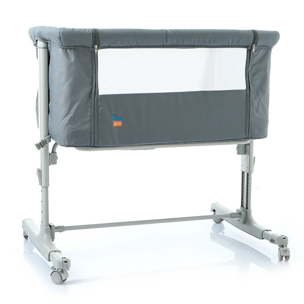 Anne Yanı Asansörlü ve Sallanabilir Bebek Beşiği Gri