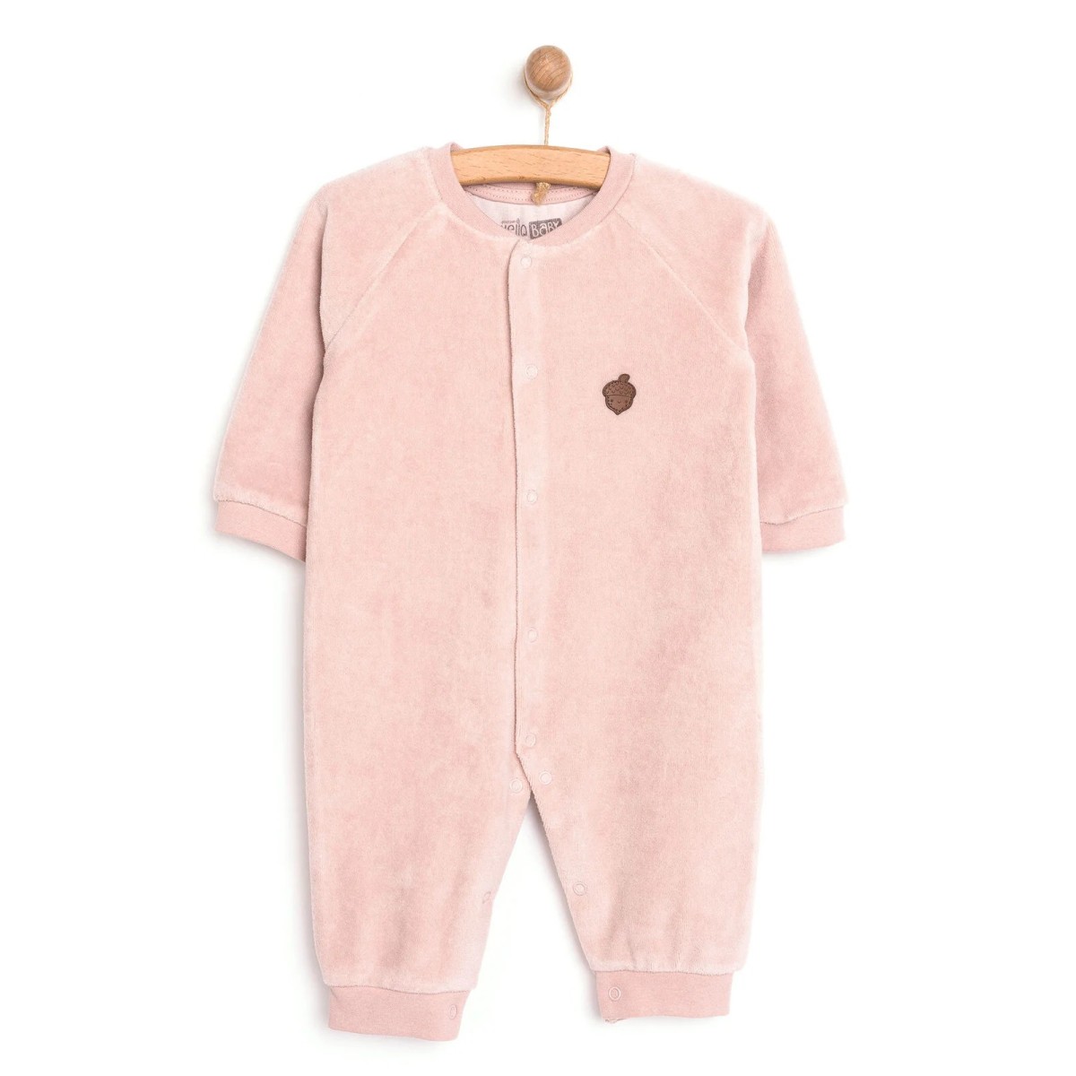 HelloBaby Yenidoğan Kız Bebek Patiksiz Tulum Kadife Gül Kurusu