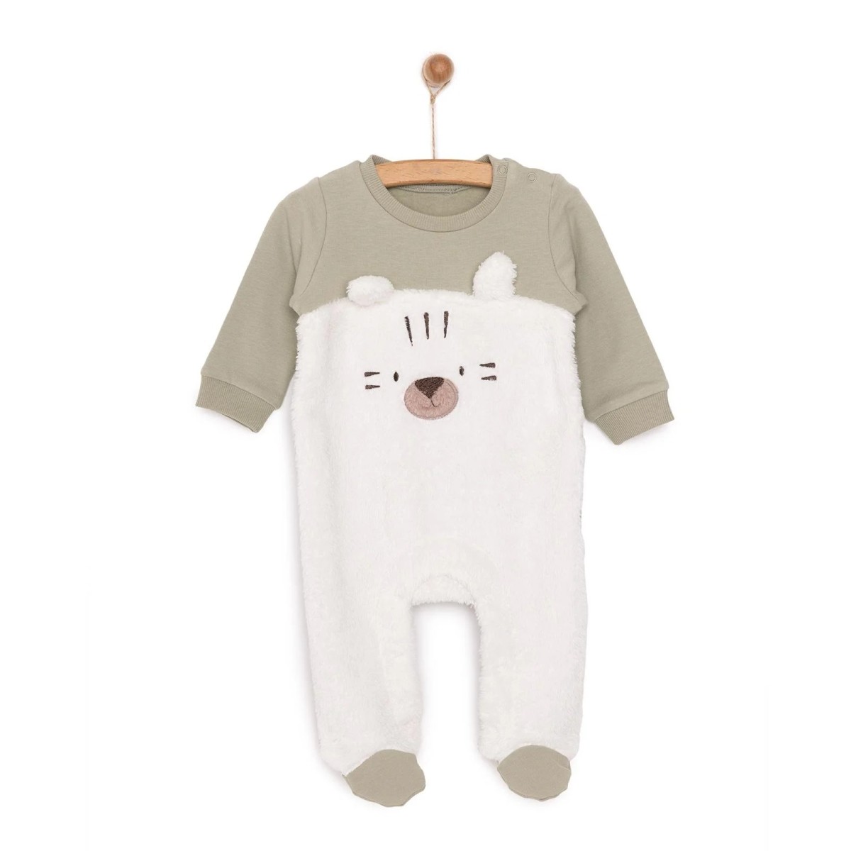 HelloBaby Yenidoğan Fügürlü Peluş Patikli Tulum Unisex