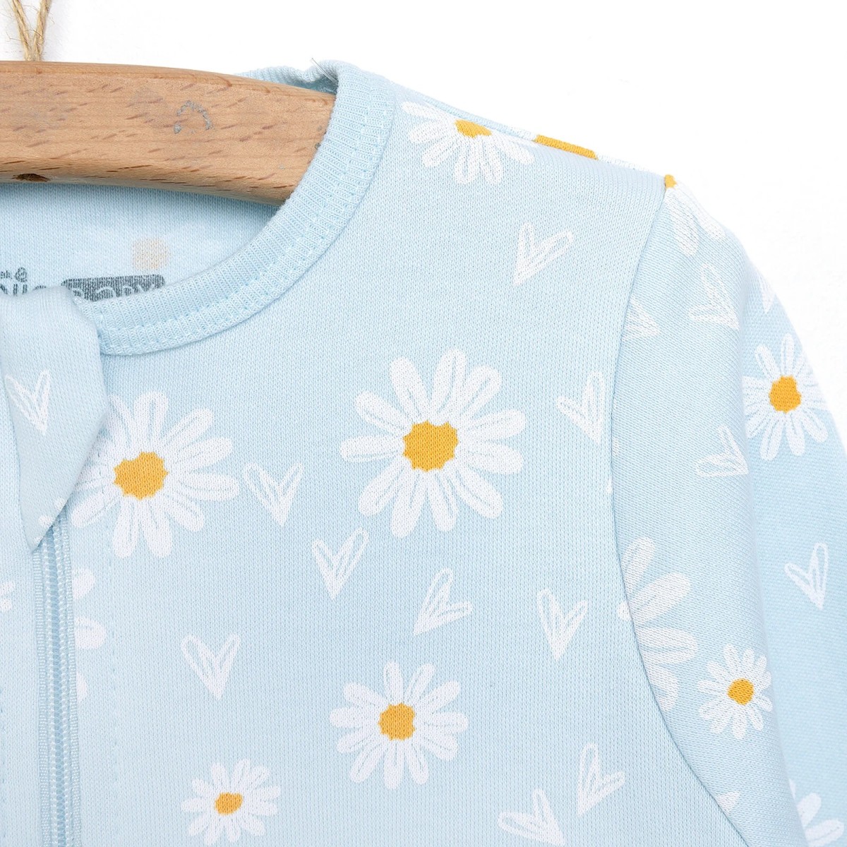 HelloBaby Yenidoğan Kız Bebek Patikli Tulum İnterlok Açık Mavi