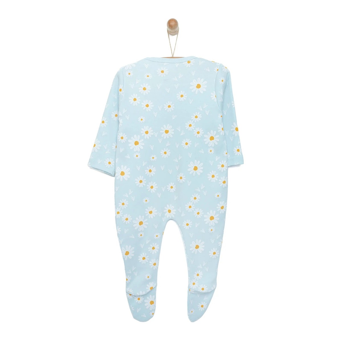 HelloBaby Yenidoğan Kız Bebek Patikli Tulum İnterlok Açık Mavi