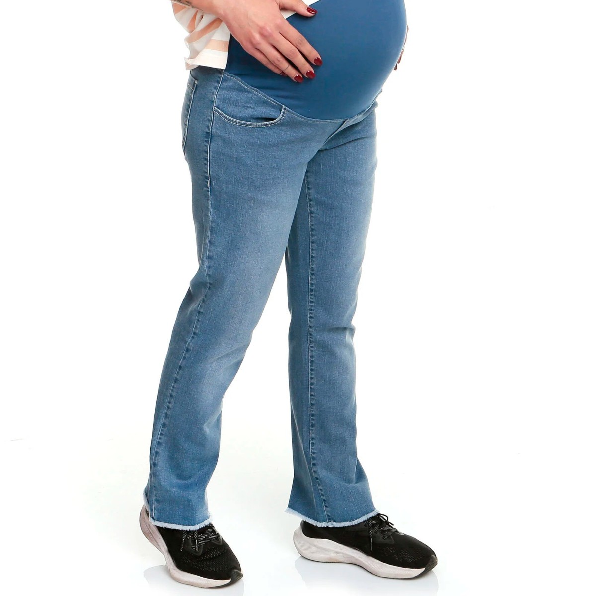 Overdo Anne Giyim Hamile Pantolon Denim Geniş Paça Mavi