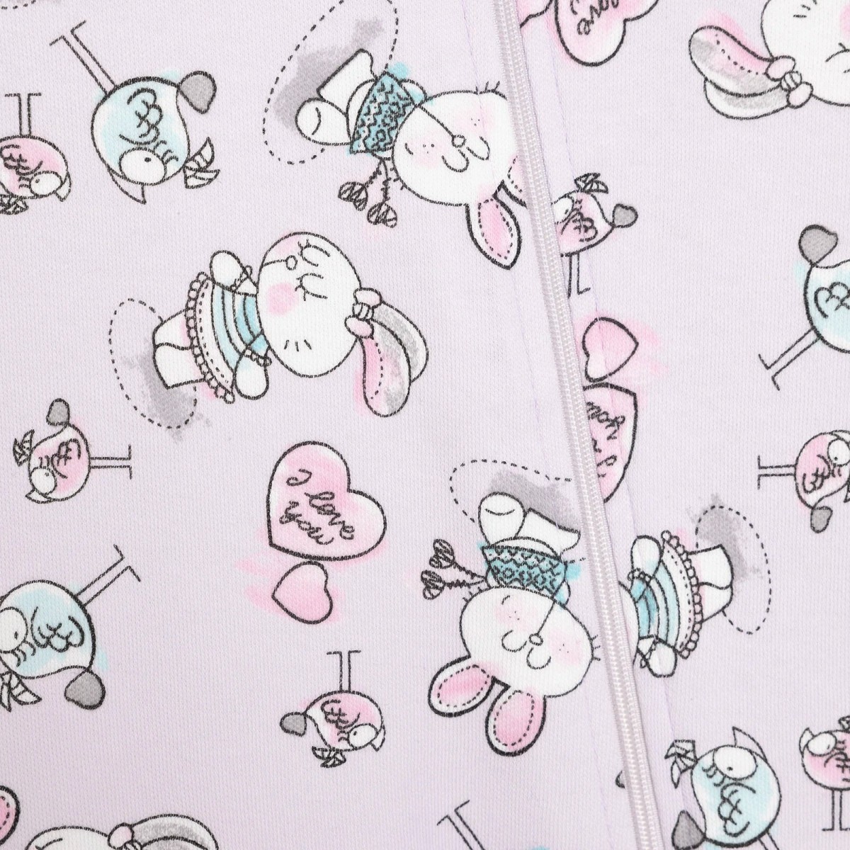 HelloBaby Kız Bebek Uyku Tulumu İnterlok Fermuarlı 2 TOG Bisiklet Yaka Ribanalı Paça Uzun Kol Mor