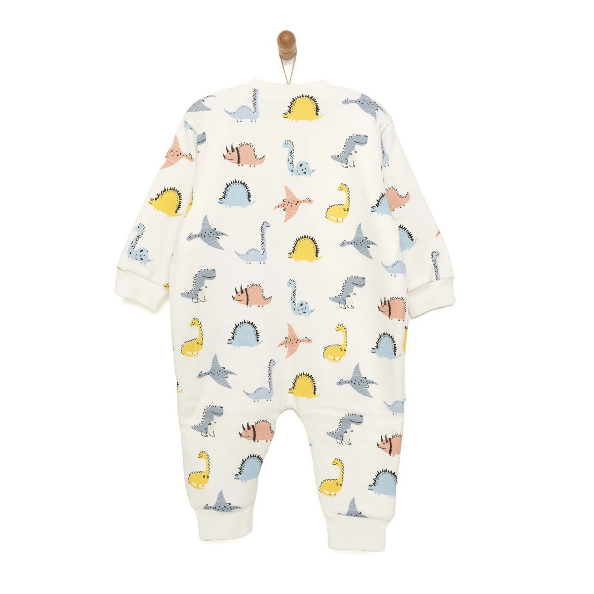 HelloBaby Erkek Bebek Uyku Tulumu Bisiklet Yaka Ribanalı Paça Ekru