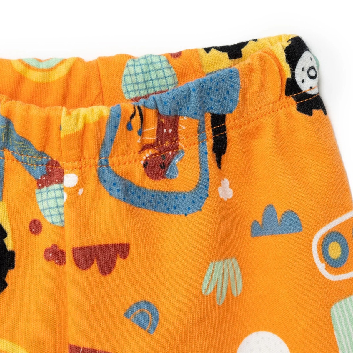 HelloBaby Erkek Bebek 2li Çoraplı Pantolon İnterlok Metraj Desenli Turuncu