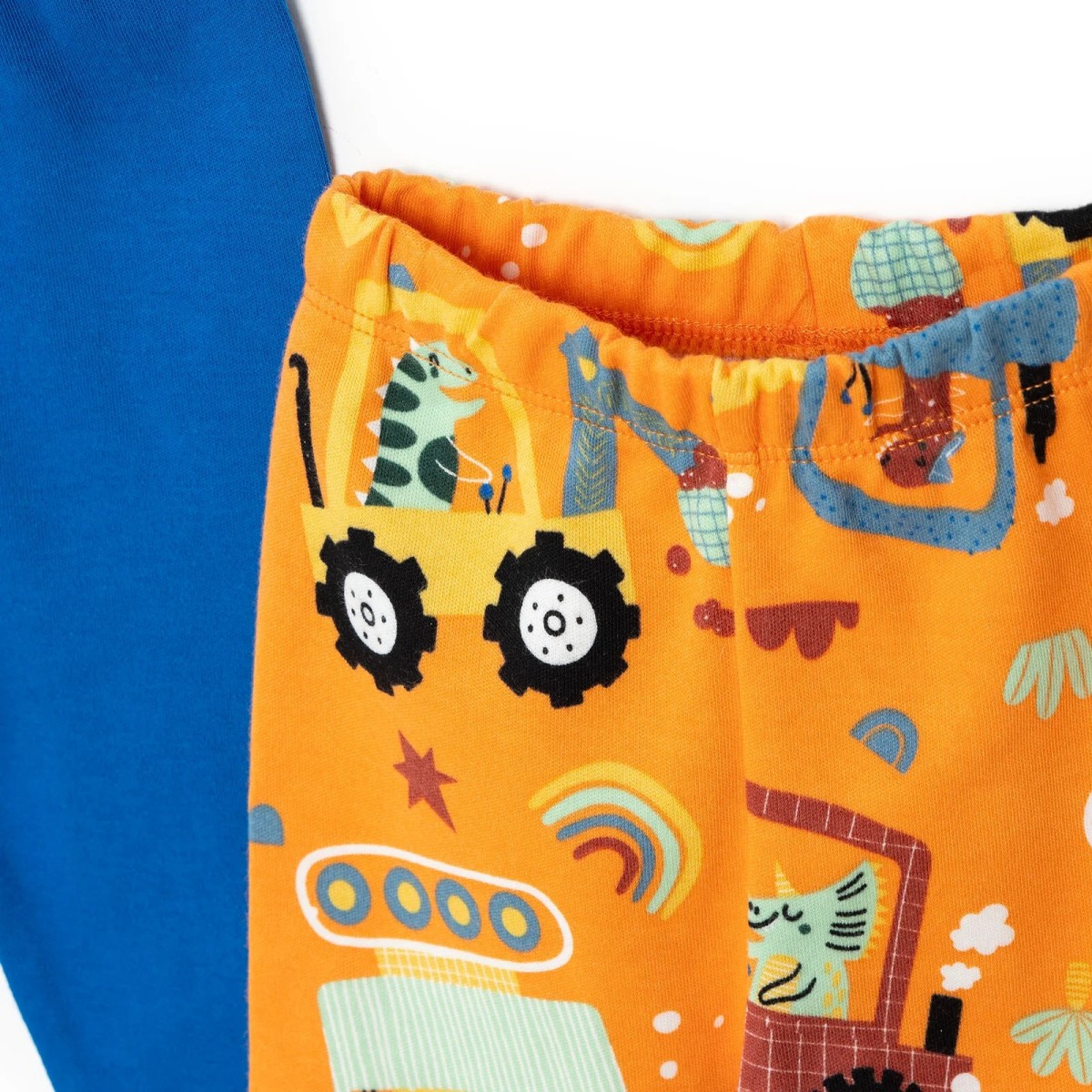 HelloBaby Erkek Bebek 2li Çoraplı Pantolon İnterlok Metraj Desenli Turuncu