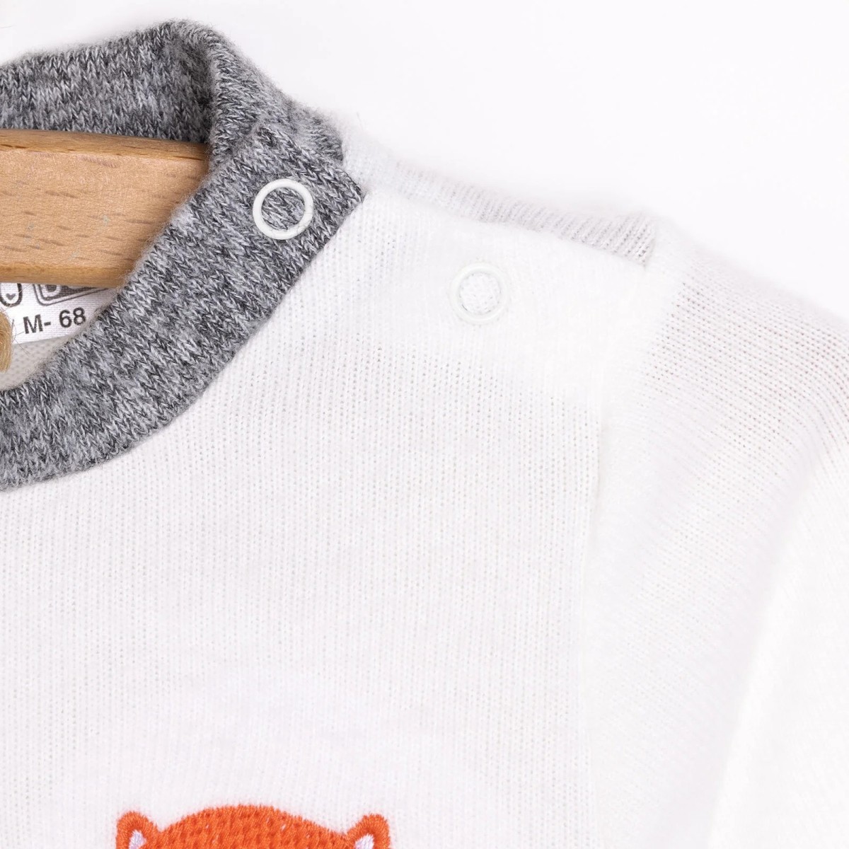 HelloBaby Erkek Bebek Pijama Takımı Çıtçıtlı Bisiklet Yaka Ribanalı Paça Uzun Kol Ekru