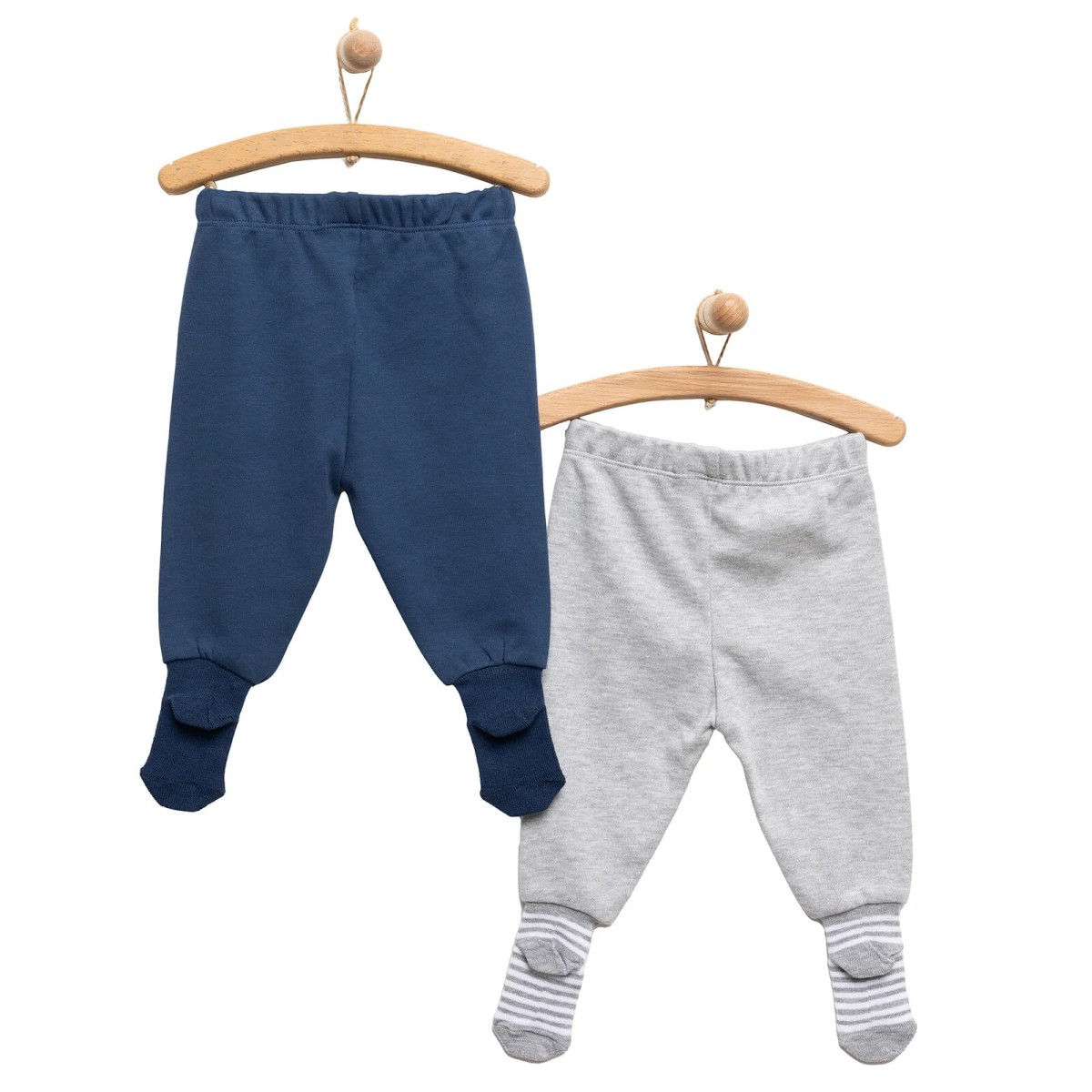 HelloBaby Erkek Bebek 2li Çoraplı Pantolon İnterlok Lacivert